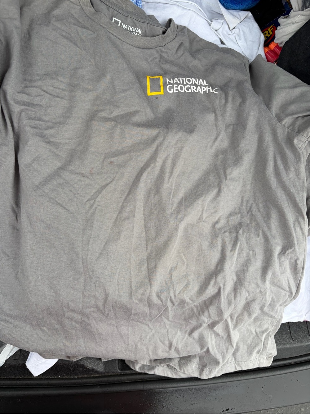 National Geographic Men's Long Sleeve Tee in Gray with Yellow Logo